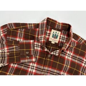 Kiel James Patrick Men's Cozy Cabin Brown Plaid Button Down Flannel Shirt, Large
